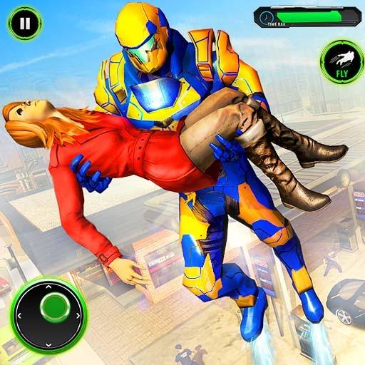 Superhero Flying Robot Rescue: Robot Shooting Game