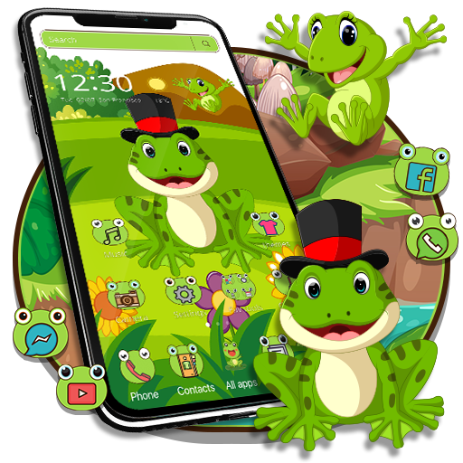 Cute Green Frog Eyes Launcher Theme