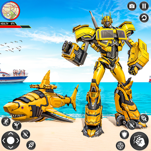 Shark Robot Car Transform Game