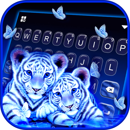 Neon Tiger Cubs Keyboard Backg