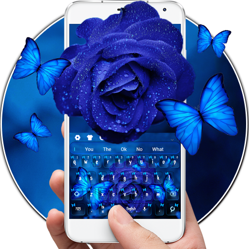 Blue Rose Butterfly Keyboard Theme